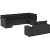 Image de vidaXL - 9-delige - Loungeset - met - kussens - poly - rattan - zwart