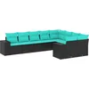 Image de vidaXL - 9-delige - tuinbankset - met - kussens - van - zwart - polyrotan