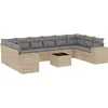 Image de vidaXL - 11-delige - Tuinset - met - kussens - poly - rattan - beige