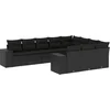 Image de vidaXL - 10-delige - Loungeset - met - kussens - poly - rattan - zwart