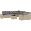 Image de vidaXL - 11-delige - Tuinset - met - kussens - poly - rattan - beige