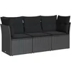 Image de vidaXL - 3-delige - Loungeset - met - kussens - poly - rattan - zwart