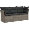 Image de vidaXL - 3-delige - Loungeset - met - kussens - poly - rattan - grijs