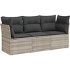 Image de vidaXL - 3-delige - Loungeset - met - kussens - poly - rattan - lichtgrijs