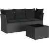 Image de vidaXL - 4-delige - Loungeset - met - kussens - poly - rattan - zwart