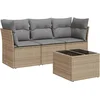 Image de vidaXL - 4-delige - Loungeset - met - kussens - poly - rattan - beige