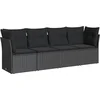 Image de vidaXL - 4-delige - Loungeset - met - kussens - poly - rattan - zwart