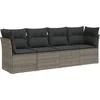 Image de vidaXL - 4-delige - Loungeset - met - kussens - poly - rattan - grijs