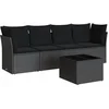 Image de vidaXL - 5-delige - Loungeset - met - kussens - poly - rattan - zwart
