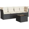 Image de vidaXL - 5-delige - Loungeset - met - kussens - poly - rattan - zwart
