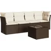 Image de vidaXL - 5-delige - Loungeset - met - kussens - poly - rattan - bruin