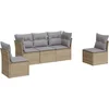 Image de vidaXL - 5-delige - Loungeset - met - kussens - poly - rattan - beige
