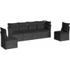 Image de vidaXL - 6-delige - Loungeset - met - kussens - poly - rattan - zwart