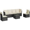 Image de vidaXL - 7-delige - Loungeset - met - kussens - poly - rattan - zwart