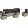 Image de vidaXL - 7-delige - Loungeset - met - kussens - poly - rattan - lichtgrijs