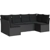 Image de vidaXL - 6-delige - Loungeset - met - kussens - poly - rattan - zwart