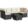 Image de vidaXL - 7-delige - Loungeset - met - kussens - poly - rattan - zwart