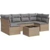 Image de vidaXL - 7-delige - Loungeset - met - kussens - poly - rattan - beige