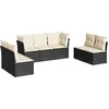 Image de vidaXL - 7-delige - Loungeset - met - kussens - poly - rattan - zwart