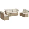 Image de vidaXL - 7-delige - Loungeset - met - kussens - poly - rattan - beige