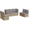 Image de vidaXL - 7-delige - Loungeset - met - kussens - poly - rattan - beige