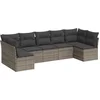 Image de vidaXL - 7-delige - Loungeset - met - kussens - poly - rattan - grijs