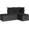 Image de vidaXL - 4-delige - Loungeset - met - kussens - poly - rattan - zwart