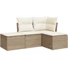 Image de vidaXL - 4-delige - Loungeset - met - kussens - poly - rattan - beige