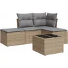 Image de vidaXL - 5-delige - Loungeset - met - kussens - poly - rattan - beige