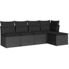 Image de vidaXL - 5-delige - Loungeset - met - kussens - poly - rattan - zwart