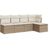 Image de vidaXL - 5-delige - Loungeset - met - kussens - poly - rattan - beige