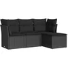 Image de vidaXL - 4-delige - Loungeset - met - kussens - poly - rattan - zwart