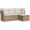 Image de vidaXL - 4-delige - Loungeset - met - kussens - poly - rattan - beige