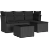 Image de vidaXL - 5-delige - Loungeset - met - kussens - poly - rattan - zwart