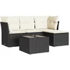 Image de vidaXL - 5-delige - Loungeset - met - kussens - poly - rattan - zwart
