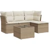 Image de vidaXL - 5-delige - Loungeset - met - kussens - poly - rattan - beige