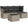 Image de vidaXL - 5-delige - Loungeset - met - kussens - poly - rattan - lichtgrijs