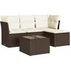 Image de vidaXL - 5-delige - Loungeset - met - kussens - poly - rattan - bruin