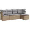 Image de vidaXL - 5-delige - Loungeset - met - kussens - poly - rattan - beige