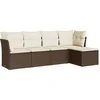 Image de vidaXL - 5-delige - Loungeset - met - kussens - poly - rattan - bruin