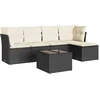 Image de vidaXL - 6-delige - Loungeset - met - kussens - poly - rattan - zwart
