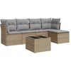 Image de vidaXL - 6-delige - Loungeset - met - kussens - poly - rattan - beige