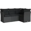 Image de vidaXL - 4-delige - Loungeset - met - kussens - poly - rattan - zwart