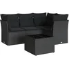 Image de vidaXL - 5-delige - Loungeset - met - kussens - poly - rattan - zwart