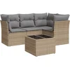 Image de vidaXL - 5-delige - Loungeset - met - kussens - poly - rattan - beige