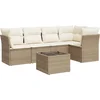 Image de vidaXL - 6-delige - Loungeset - met - kussens - poly - rattan - beige