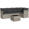 Image de vidaXL - 6-delige - Loungeset - met - kussens - poly - rattan - lichtgrijs