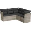 Image de vidaXL - 5-delige - Loungeset - met - kussens - poly - rattan - lichtgrijs