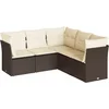 Image de vidaXL - 5-delige - Loungeset - met - kussens - poly - rattan - bruin