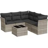 Image de vidaXL - 6-delige - Loungeset - met - kussens - poly - rattan - lichtgrijs